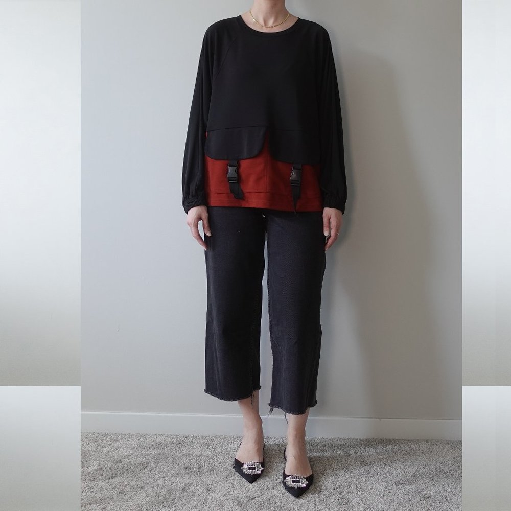 Zara Color Block Sweatshirt Size M